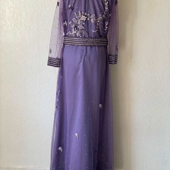 PURPLE ARAB PALESTINIAN MOROCCAN CRYSTAL PURPLE BEADED KAFTAN BRIDAL LAVENDER - Picture 7 of 8